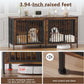 78 Inch Dog Crate Furniture for 2 Dogs, Extra Large Double Dog Cage Large Breed, XXL Thick Wooden Dog Crate TV Stand, Sturdy Dog Kennel with Divider