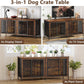 78 Inch Dog Crate Furniture for 2 Dogs, Extra Large Double Dog Cage Large Breed, XXL Thick Wooden Dog Crate TV Stand, Sturdy Dog Kennel with Divider